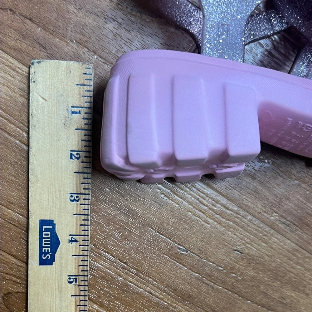 Mini Melissa Pink Glitter Chunky Sandals